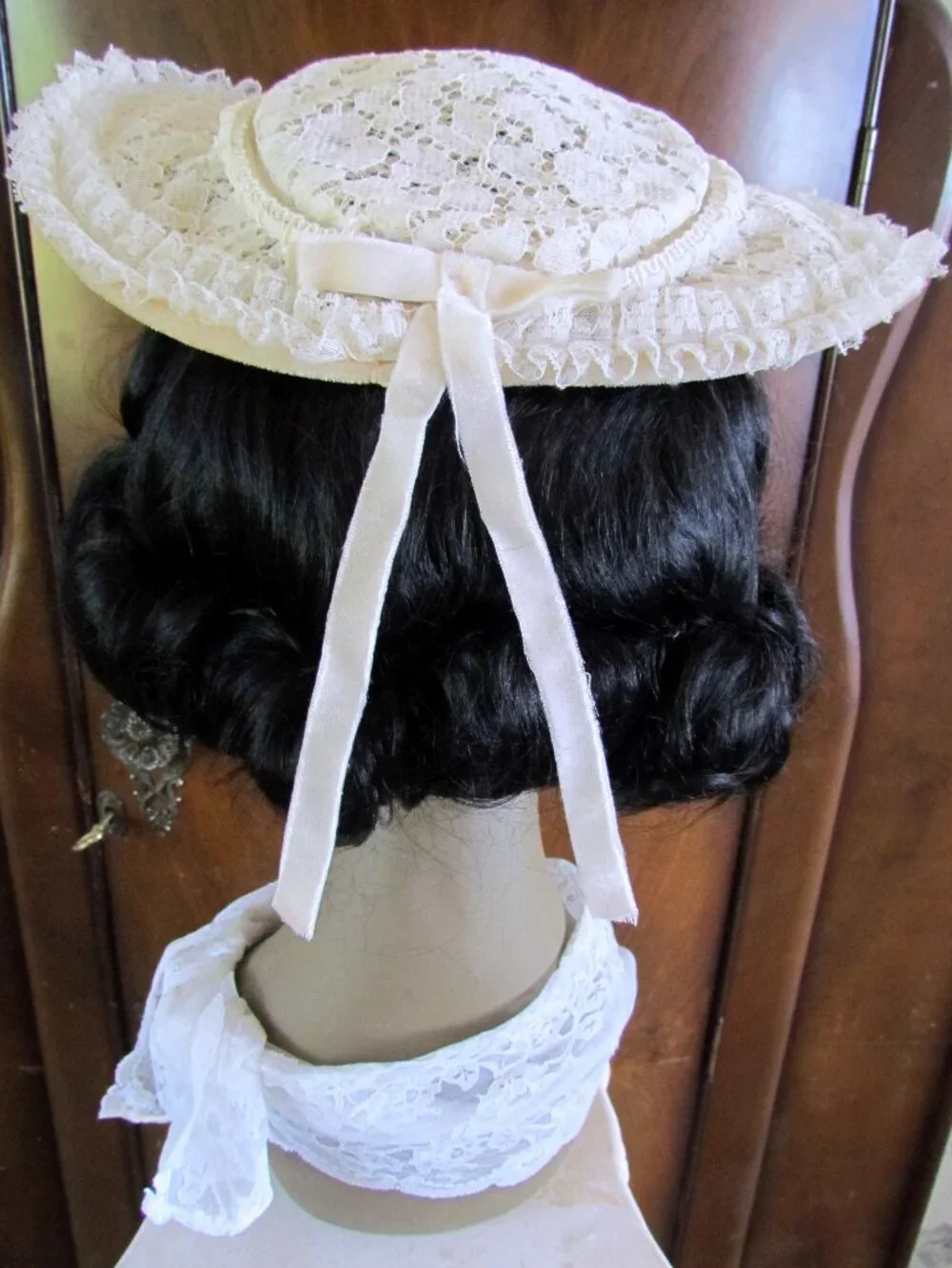 1950s WHITE LACE HAT, CHURCH, TEA PARTY, THEATER, COSTUME, LADIES, TEENS, GIRLS - Picture 7 of 9